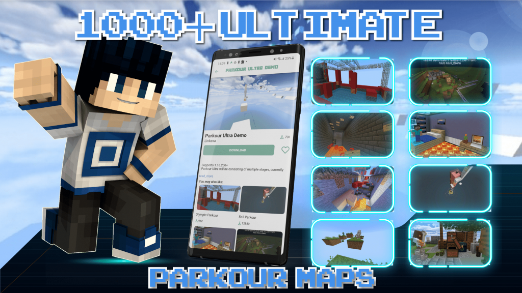 Parkour for Minecraft PE Maps App on Mobile Phone